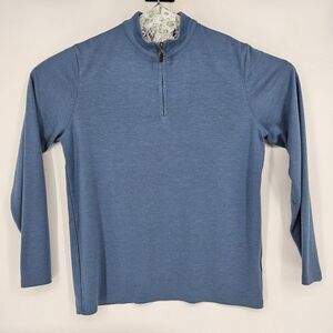 Mizzen Main Sweater Mens Large Blue 1/4 Zip Trim Fit Solid Pullover Golf‎ Preppy